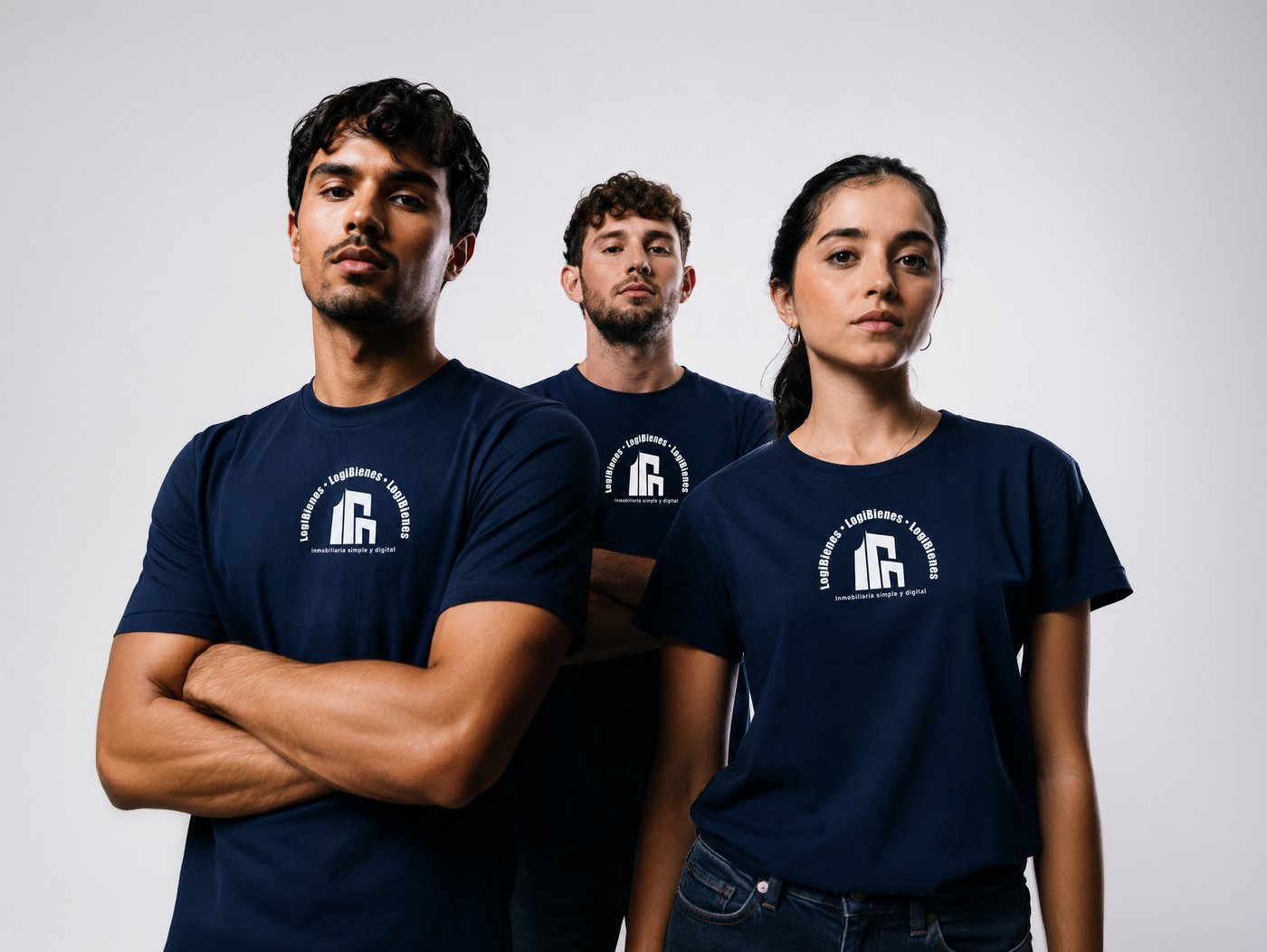 Equipo LogiBienes usando prendas con la marca aplicada